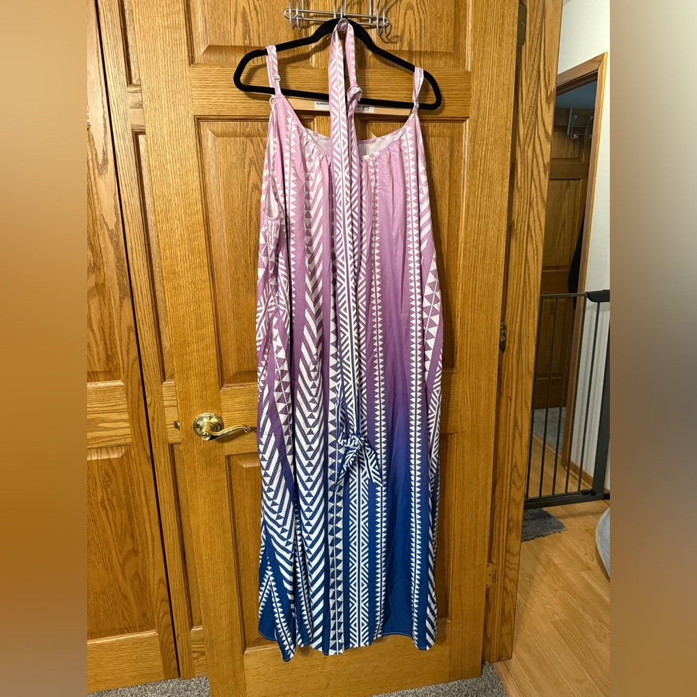 BloomChic Pink and Blue Maxi Dress